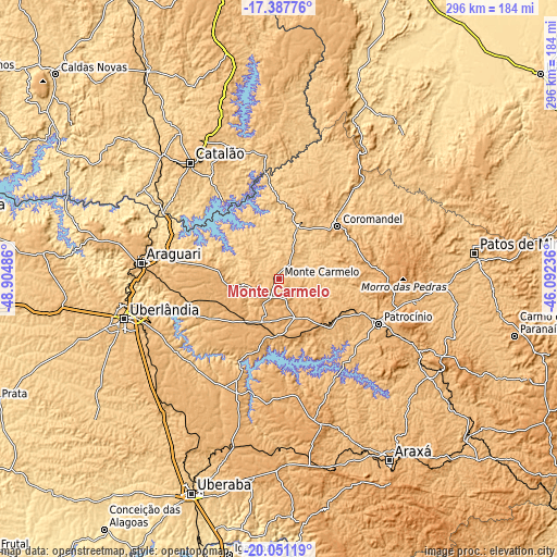 Topographic map of Monte Carmelo