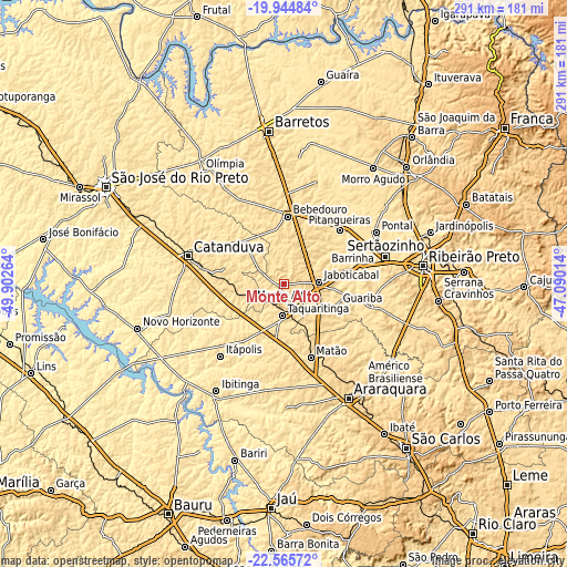 Topographic map of Monte Alto