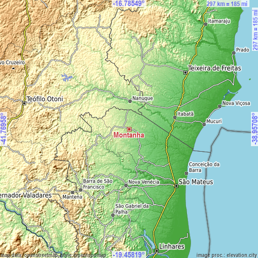 Topographic map of Montanha