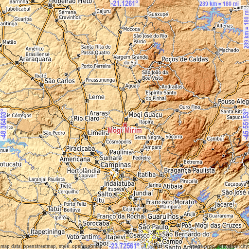 Topographic map of Mogi Mirim