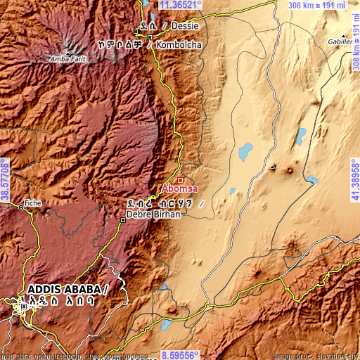 Topographic map of Abomsa