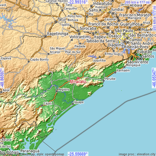 Topographic map of Miracatu