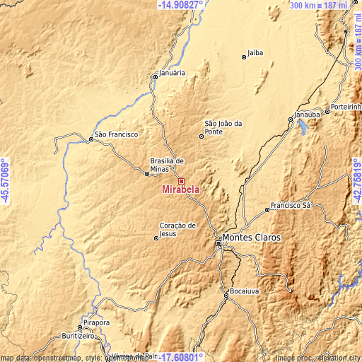 Topographic map of Mirabela