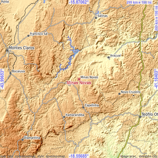 Topographic map of Minas Novas
