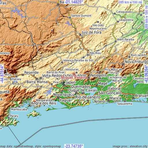Topographic map of Miguel Pereira