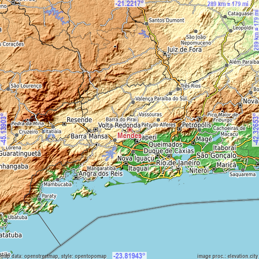 Topographic map of Mendes