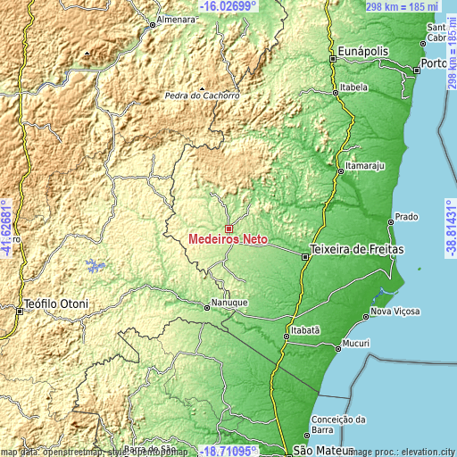 Topographic map of Medeiros Neto