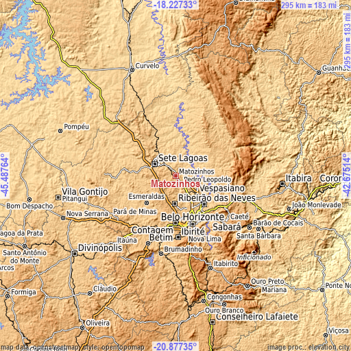 Topographic map of Matozinhos