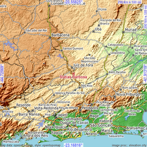 Topographic map of Matias Barbosa
