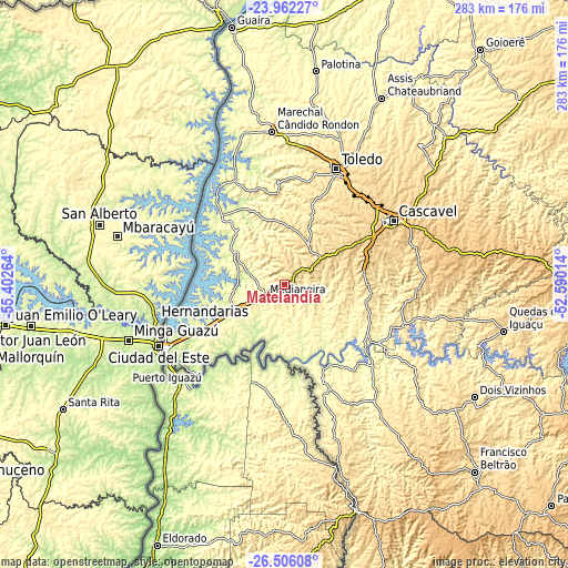 Topographic map of Matelândia