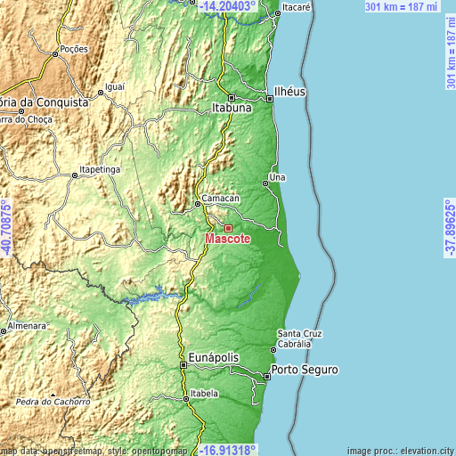 Topographic map of Mascote