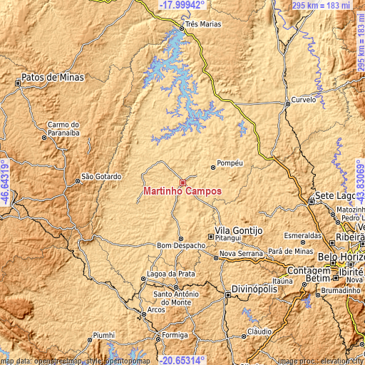 Topographic map of Martinho Campos