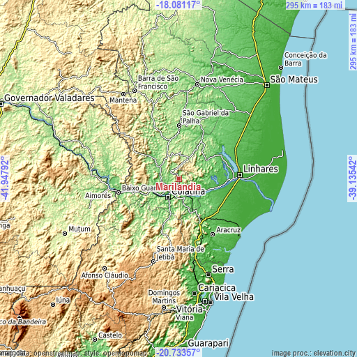 Topographic map of Marilândia