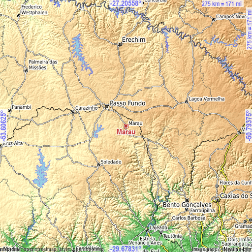 Topographic map of Marau