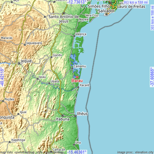 Topographic map of Maraú