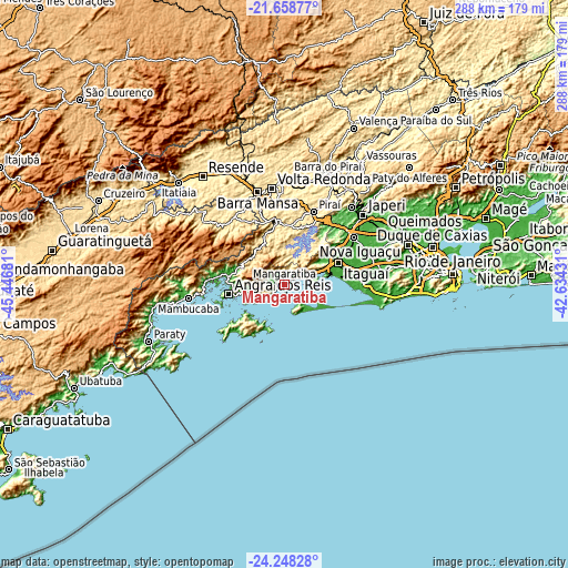 Topographic map of Mangaratiba