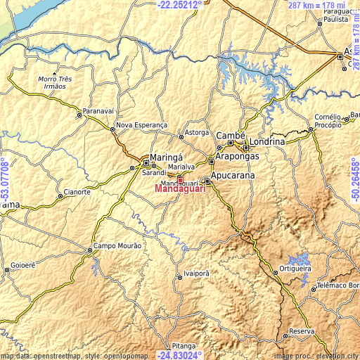 Topographic map of Mandaguari