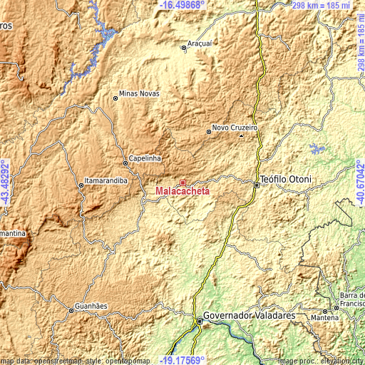 Topographic map of Malacacheta