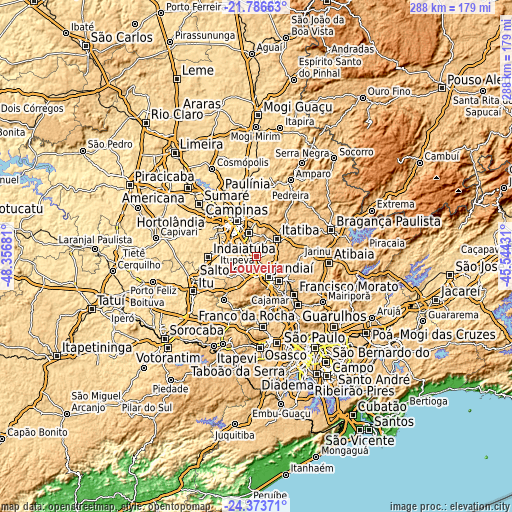 Topographic map of Louveira