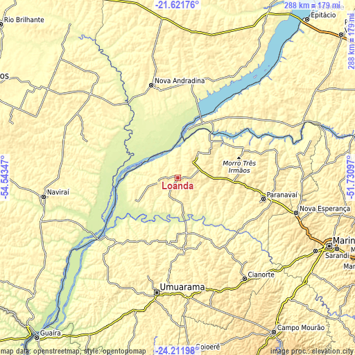 Topographic map of Loanda