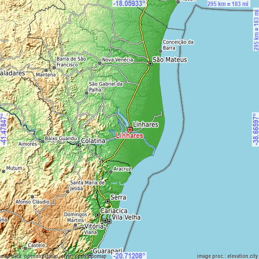 Topographic map of Linhares