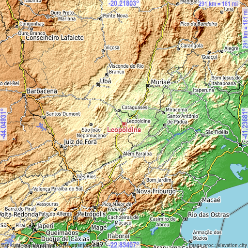 Topographic map of Leopoldina