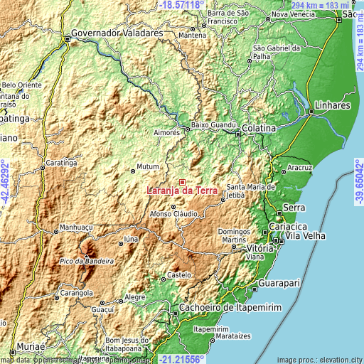 Topographic map of Laranja da Terra