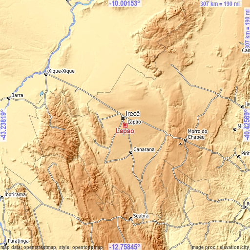Topographic map of Lapão