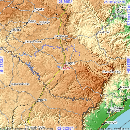 Topographic map of Lages