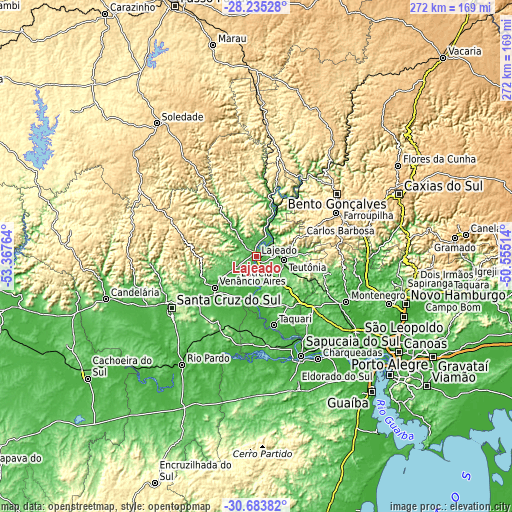 Topographic map of Lajeado