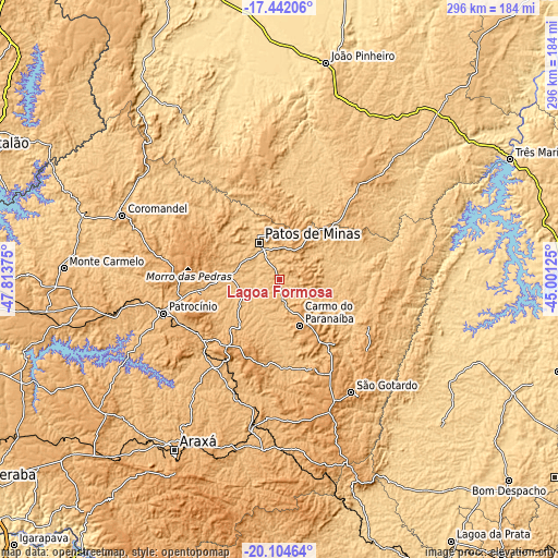 Topographic map of Lagoa Formosa