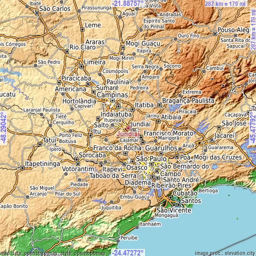 Topographic map of Jundiaí