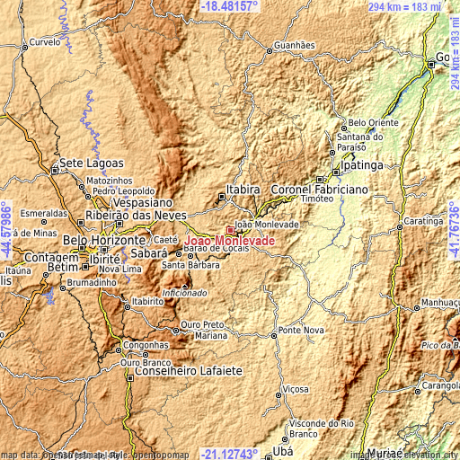 Topographic map of João Monlevade