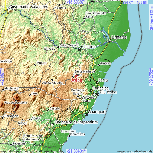 Topographic map of Jetibá
