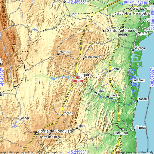 Topographic map of Jequié