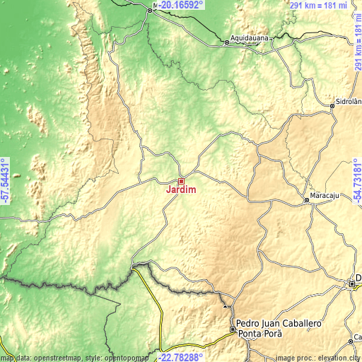 Topographic map of Jardim