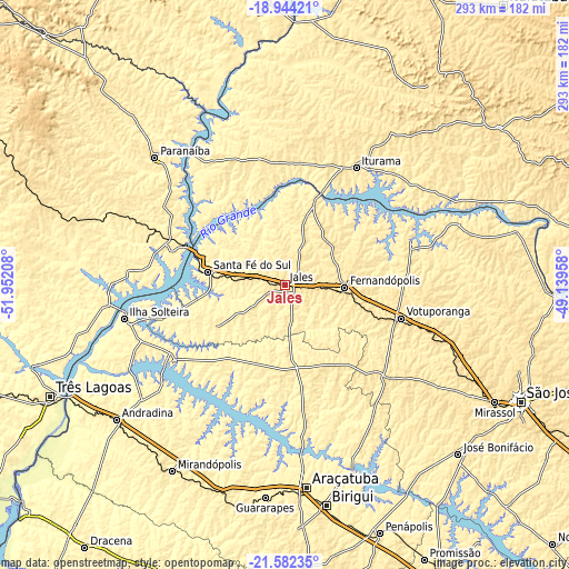 Topographic map of Jales