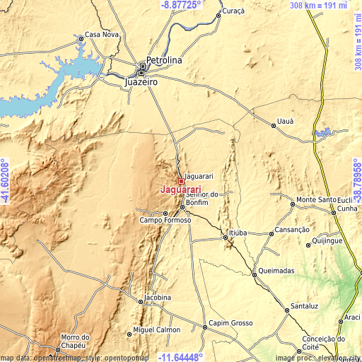 Topographic map of Jaguarari