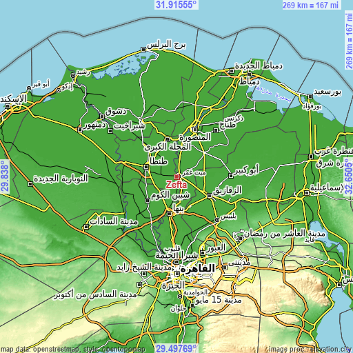 Topographic map of Zefta