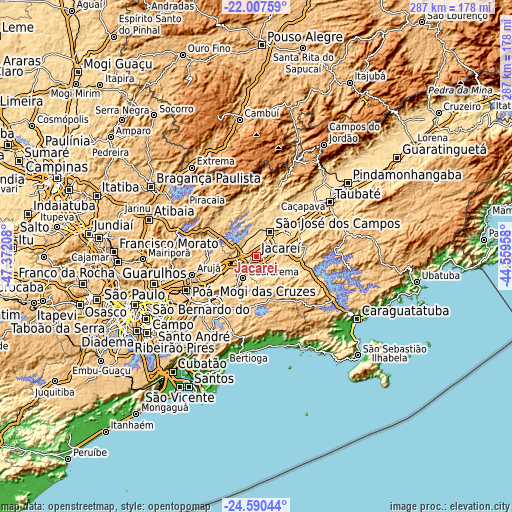 Topographic map of Jacareí