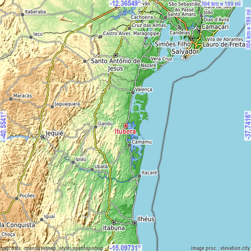 Topographic map of Ituberá