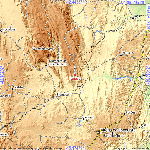 Topographic map of Ituaçu