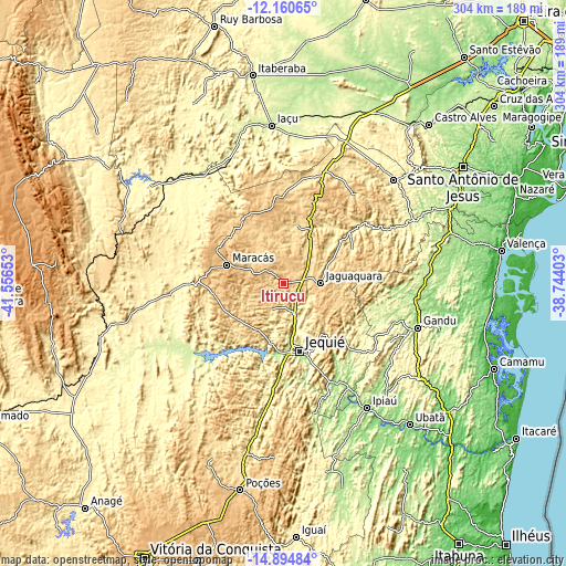 Topographic map of Itiruçu