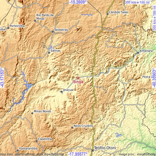 Topographic map of Itinga