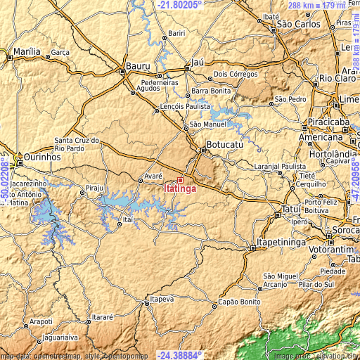 Topographic map of Itatinga