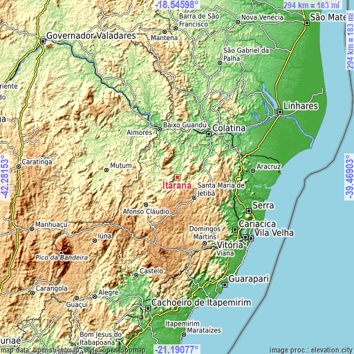 Topographic map of Itarana