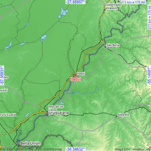 Topographic map of Itaqui