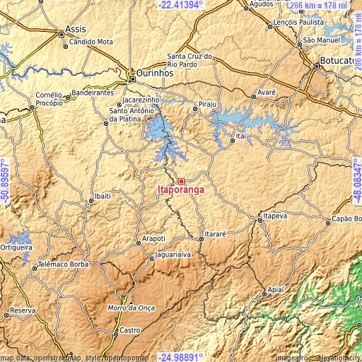 Topographic map of Itaporanga