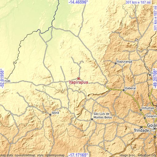 Topographic map of Itapirapuã