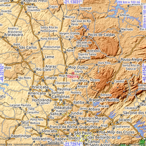 Topographic map of Itapira